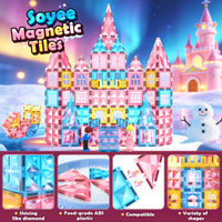 Magnetic Tiles 102pcs with 2 Stairs 2 Dolls Princess Castle Magnetic Building Blocks Girl Birthday Gifts