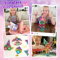 Magnetic Tiles Mini Travel Toys Set for Kids 40 PCS, Magnetic Blocks Building Toy Preschool Classroom Must Haves, Montessori  Toys