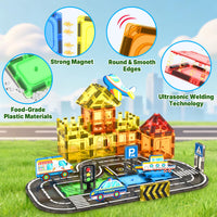 Magnetic Tiles Road Set 40 PCS, STEM Magnetic Blocks for Kids Construction Magnet Tiles