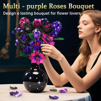 Gothic Rose Bouquet Building Set, Compatible with Lego Flowers, Halloween Botanical Collection for Home Decor,