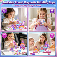 Mini Magnetic Tiles Building Blocks with 4 Unicorn Toys Girls Toys Gifts