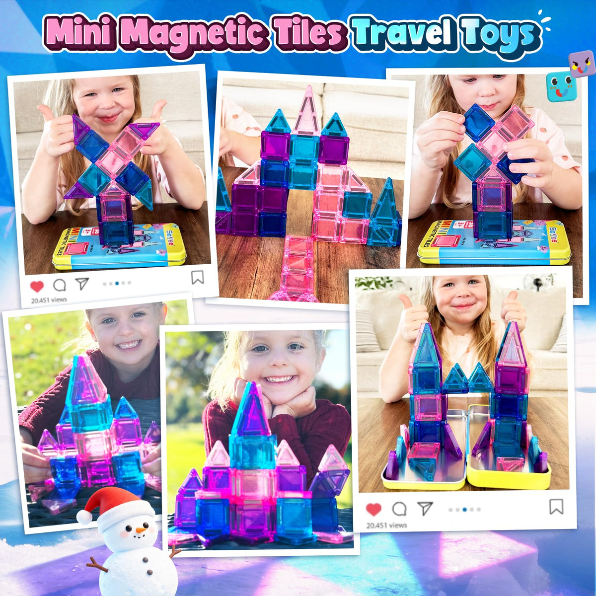 Magnetic Tiles Toddler Toys Travel Essential Games Magnet Building Blocks 36 PCS STEM Sensory Educational Toys