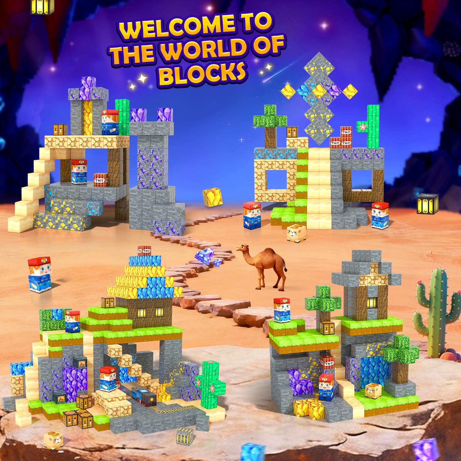 100PCS Magnetic Blocks: Build Mine Magnet World Set Magntic Toys for 4-8 STEM Building Cubes