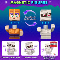 500PCS Magnetic Blocks with Light Up Blocks, Build Mine Magnet World Set