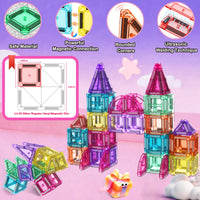 Mini Magnetic Tiles Travel Set 40 PCS Kids Toys Travel Essentials for Road Trip & Restaurant