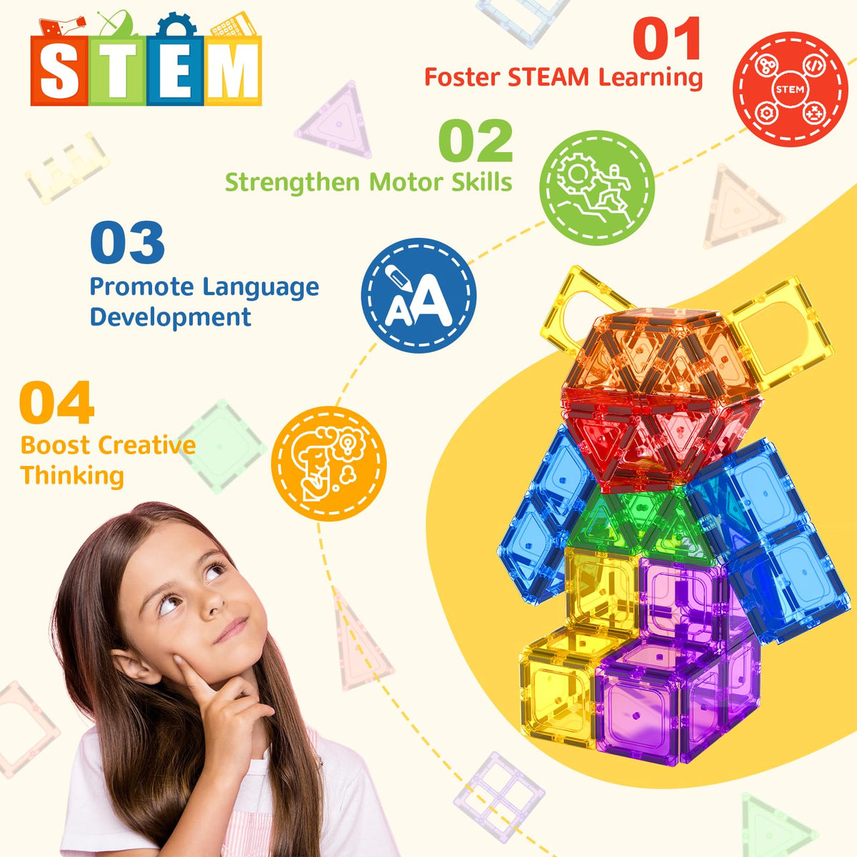 60PCS Magnetic Tiles Starter Set-Coodoo