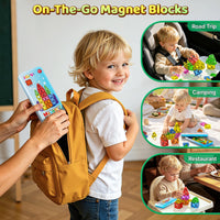 Mini Magnetic Tiles Travel Set with Case 40 PCS Toddler Travel Games for Car Rides & Restaurants