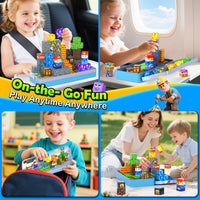 Magworld Magnetic Blocks Travel Toys 2 Packs with Metal Tin Travel Essentials STEM Learning Outdoor Building Kids