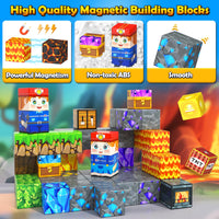 Magworld Magnetic Blocks Travel Toys 2 Packs with Metal Tin Travel Essentials STEM Learning Outdoor Building Kids