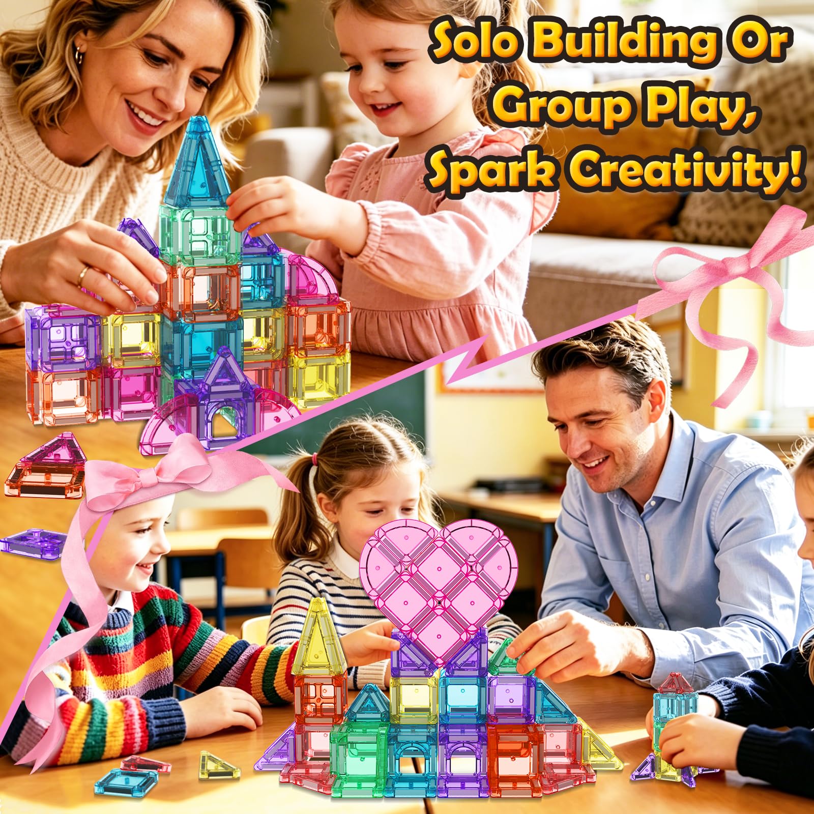 Mini Magnetic Tiles Travel Set 40 PCS Kids Toys Travel Essentials for Road Trip & Restaurant
