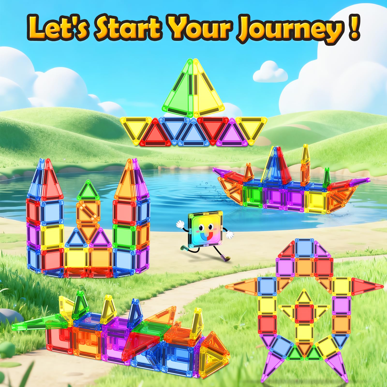 Magnetic Tiles Travel Essential Toys Mini Travel Toddler Set, 36PCS Magnetic Blocks Building Kids Toys