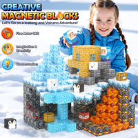 Magworld Large Magnetic Blocks 110PCS Ice Fire World Inspired Playset Kids Magnet Toys