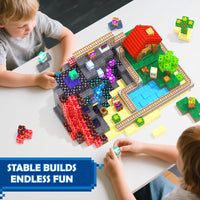 Magworld 200 PCS Magnetic Blocks Magnet Toy Outdoor Sensory Toddler Toys Gift for Kids