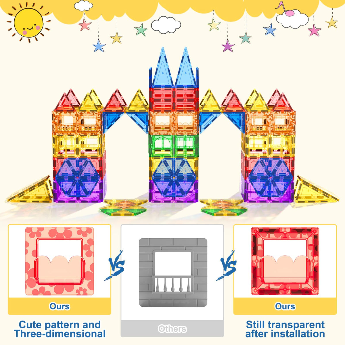 60PCS Magnetic Tiles Starter Set-Coodoo