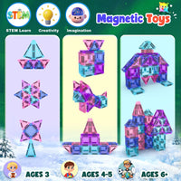 Magnetic Tiles Toddler Toys Travel Essential Games Magnet Building Blocks 36 PCS STEM Sensory Educational Toys