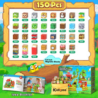 150PCS Magnetic Blocks - Mine Magnet World Forest Animal Set, Magnet Toys Games for Kids