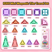 Mini Magnetic Tiles Travel Set 40 PCS Kids Toys Travel Essentials for Road Trip & Restaurant