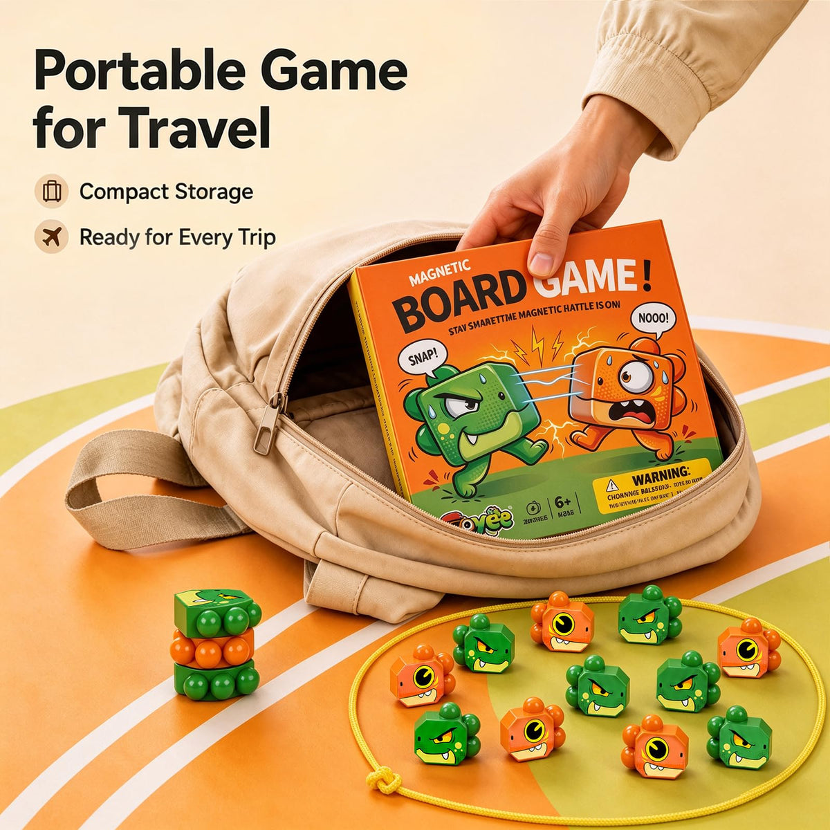 Magnet Game, Dinosaur Magnetic Strategy Game for Kids & Adults, Travel Game