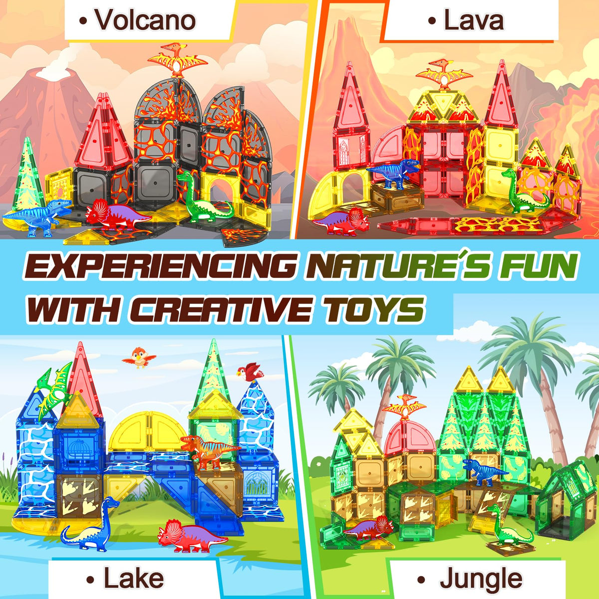 102PCS Lava Dinosaur Toys with 8 Dinosaurs-Coodoo