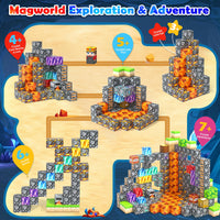 Magworld Magnetic Blocks 100PCS  Magnetic Building Cubes Crystal Mine Cave Inspired Playset