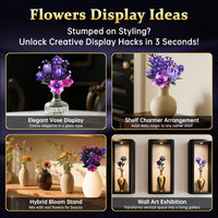 Gothic Rose Bouquet Building Set, Compatible with Lego Flowers, Halloween Botanical Collection for Home Decor,