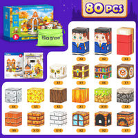 Magworld 80 PCS Magnetic Blocks - Build Mine Magnet World Magic World Adventure Set Magnet Cubes Kids Sensory Toys