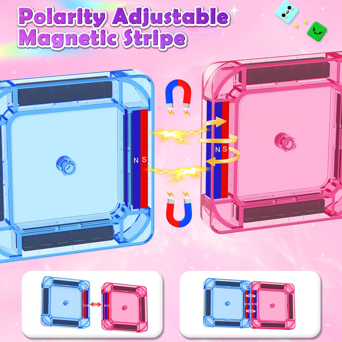 Magnetic Tiles Mini Travel Toys Set for Kids 40 PCS, Magnetic Blocks Building Toy Preschool Classroom Must Haves, Montessori  Toys