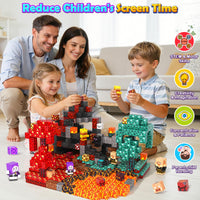 300PCS 0.8in Magnetic Blocks, 8 Strong Magnets Building Cubes Support Misaligned Stacking, Nether Theme STEM Toys