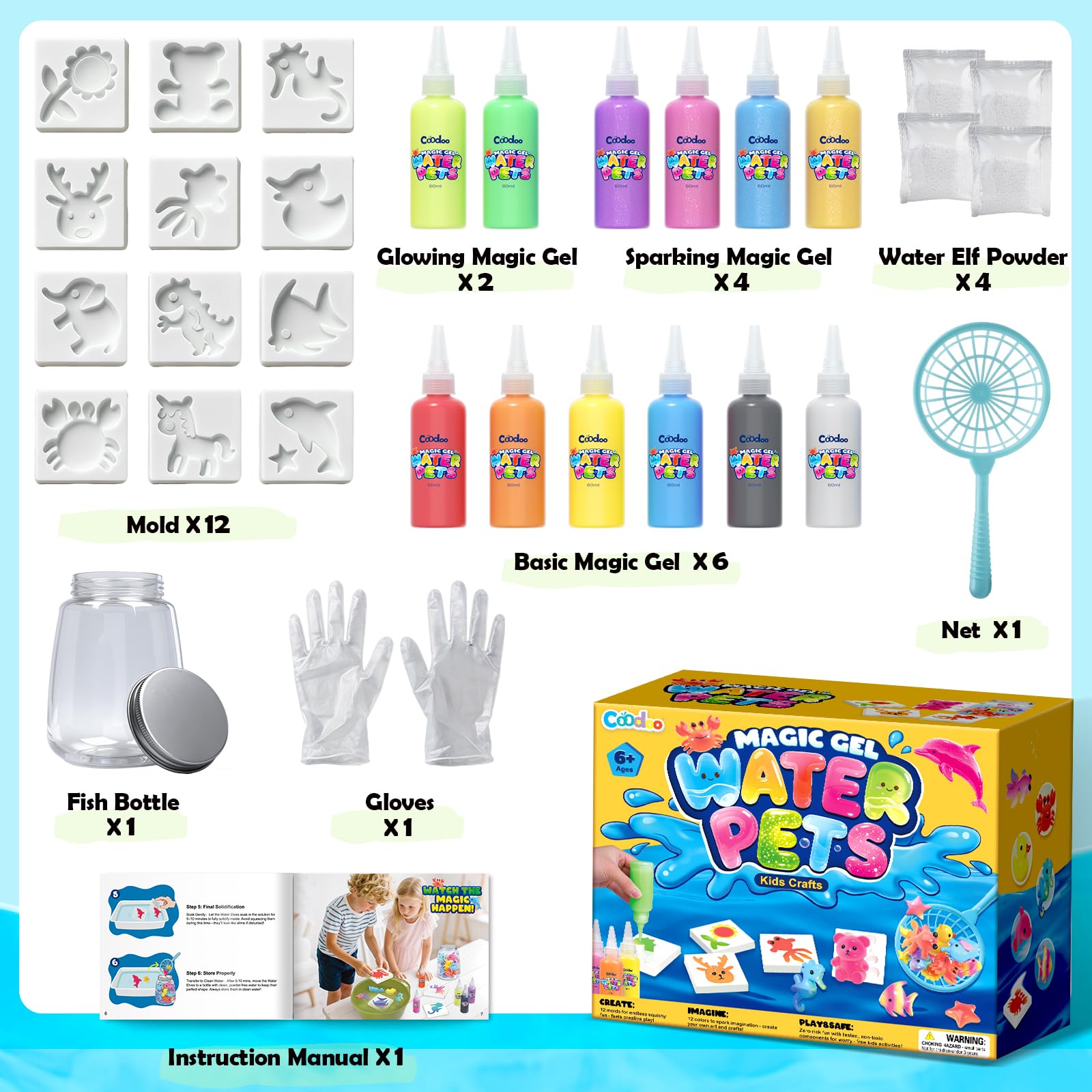 Magic Water Elf Toy Craft Kits, Aqua Fairy Water Gel DIY Squishies Squishy Maker Toddler Kids Toys for Girls Boys Toys Birthday Gifts