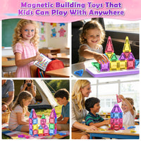 Magnetic Tiles Mini Travel Toys Set for Kids 40 PCS, Magnetic Blocks Building Toy Preschool Classroom Must Haves, Montessori  Toys