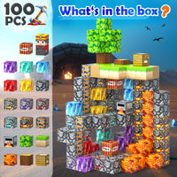 Magworld Magnetic Blocks 100PCS  Magnetic Building Cubes Crystal Mine Cave Inspired Playset