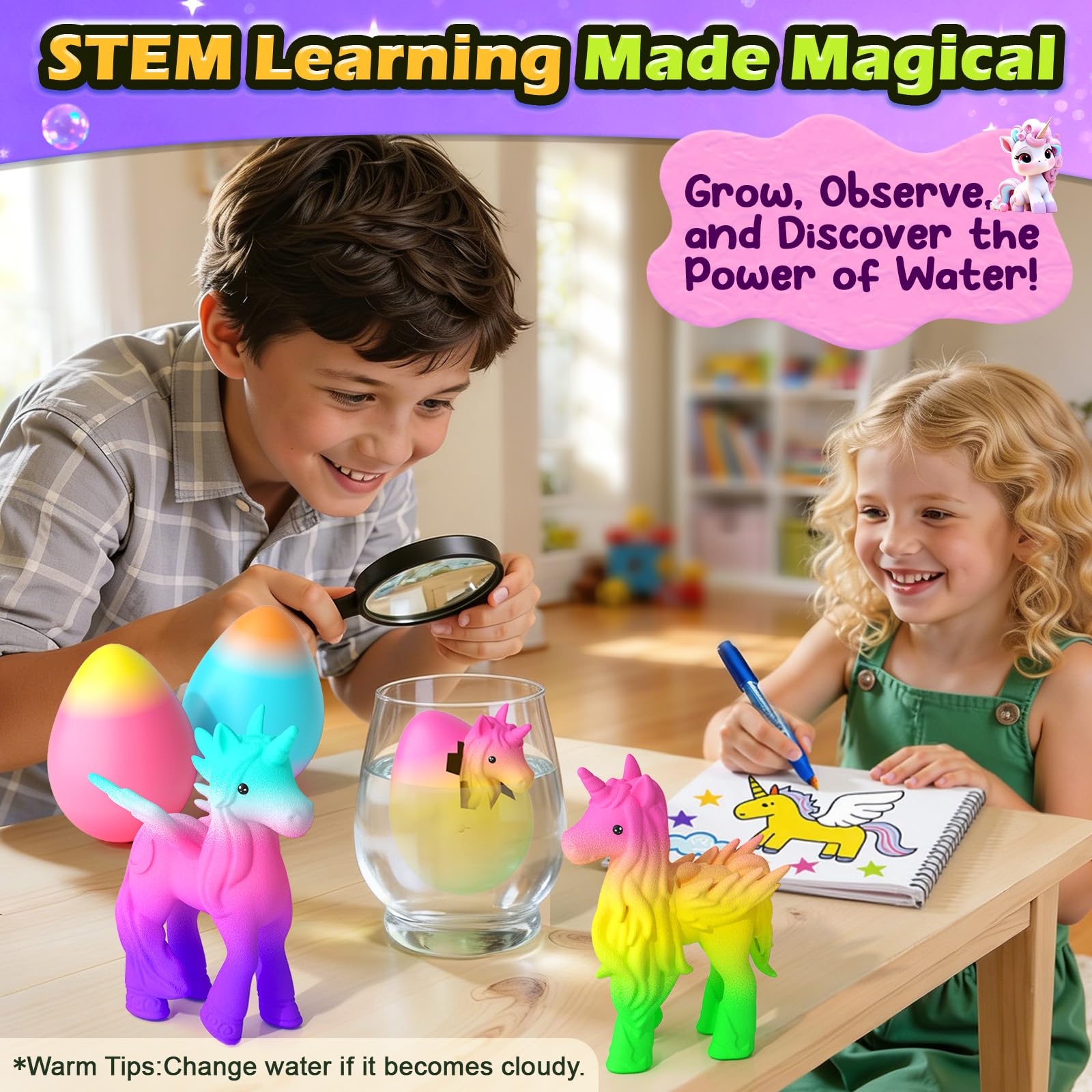 Unicorn Hatching Rainbow Eggs for Kids - 6 Pack Magic Growing Unicorn Toys for Girls Age 3-8 - Birthday Gifts, Easter Basket Stuffers