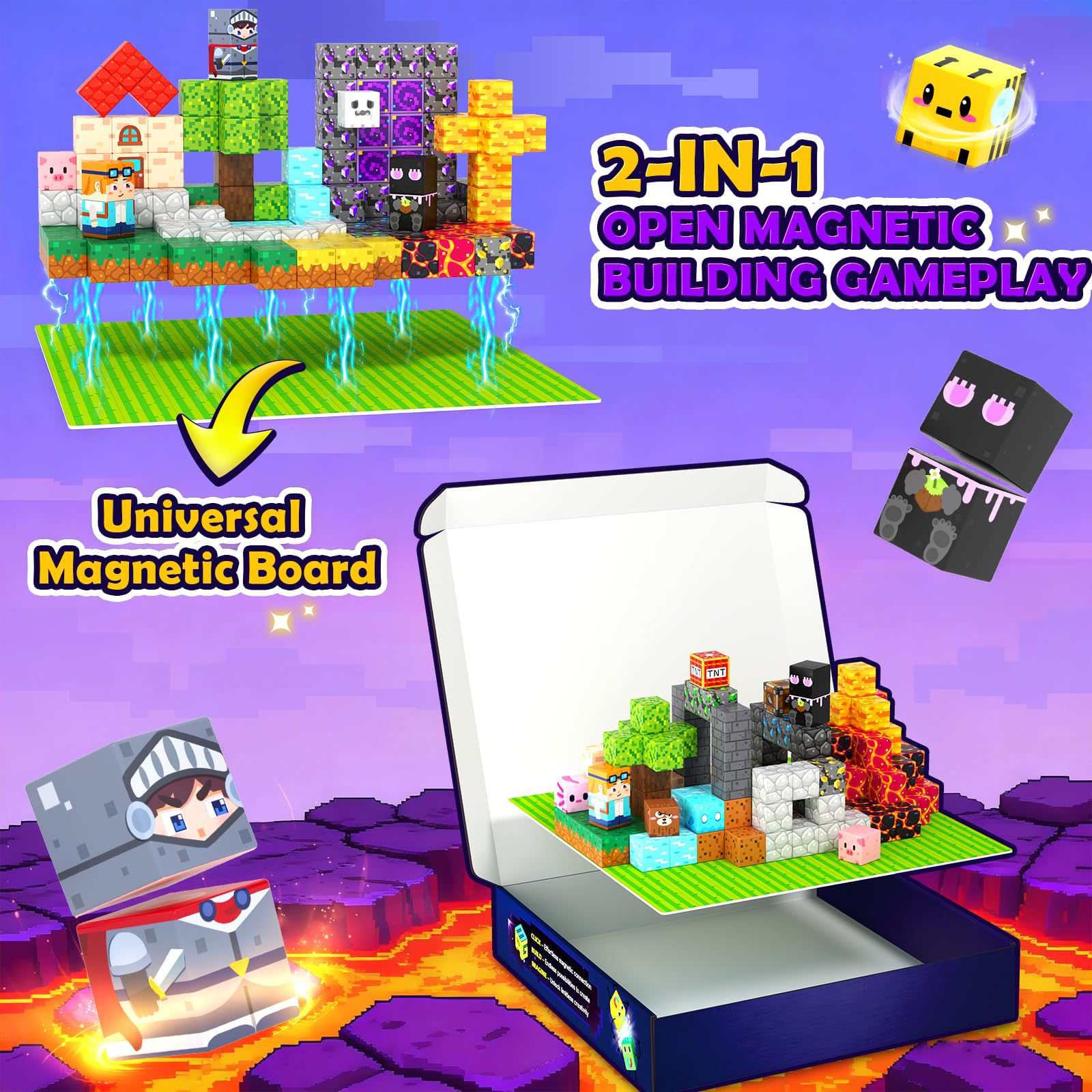 Magnetic Blocks 200 PCS - Magnetic Building Cubes Toys Build Mine Magworld Craft Cubes Portal Theme STEM Toys