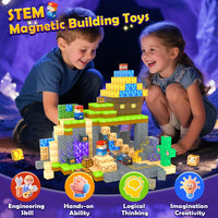 100PCS Magnetic Blocks: Build Mine Magnet World Set Magntic Toys for 4-8 STEM Building Cubes