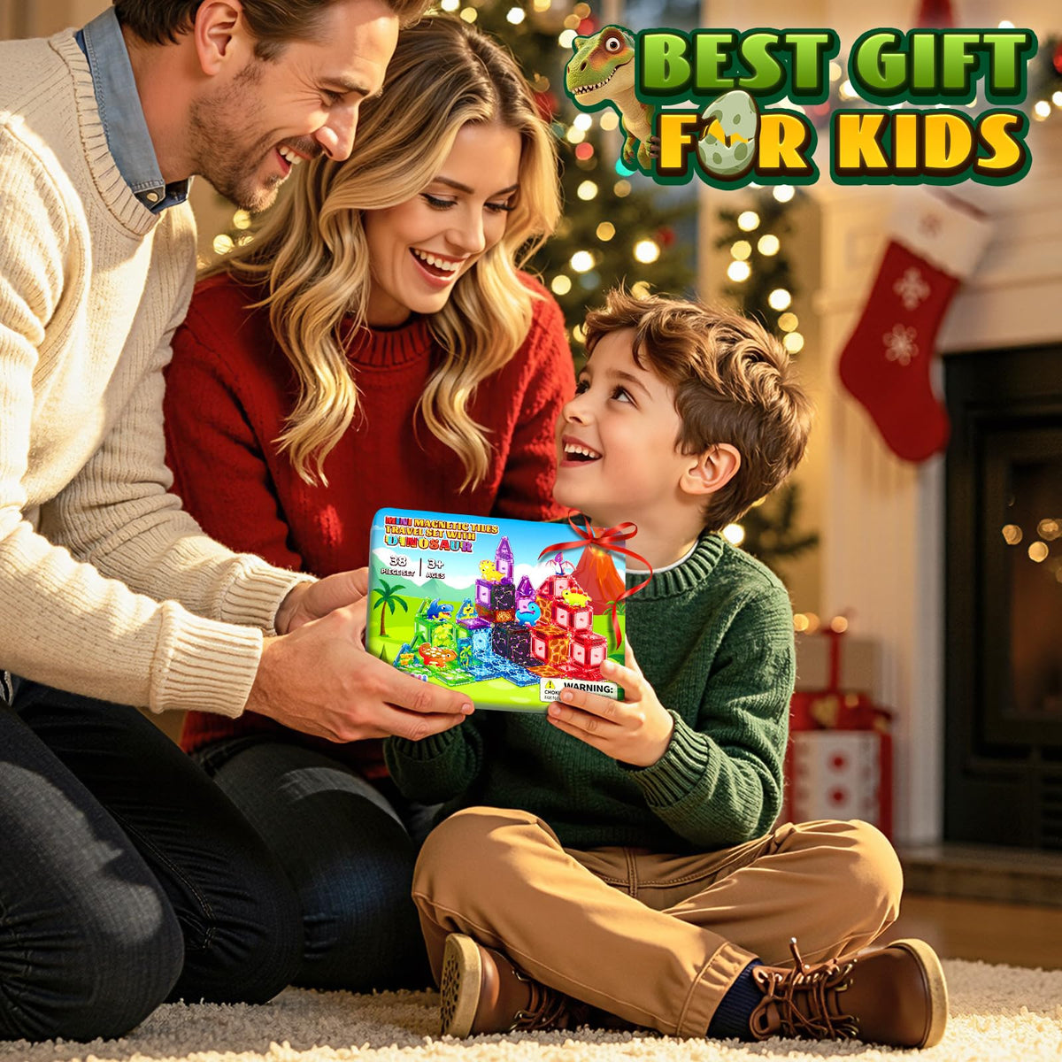 Mini Dinosaur Magnetic Tiles Travel Set for Toddlers, Magnet Toys with Case