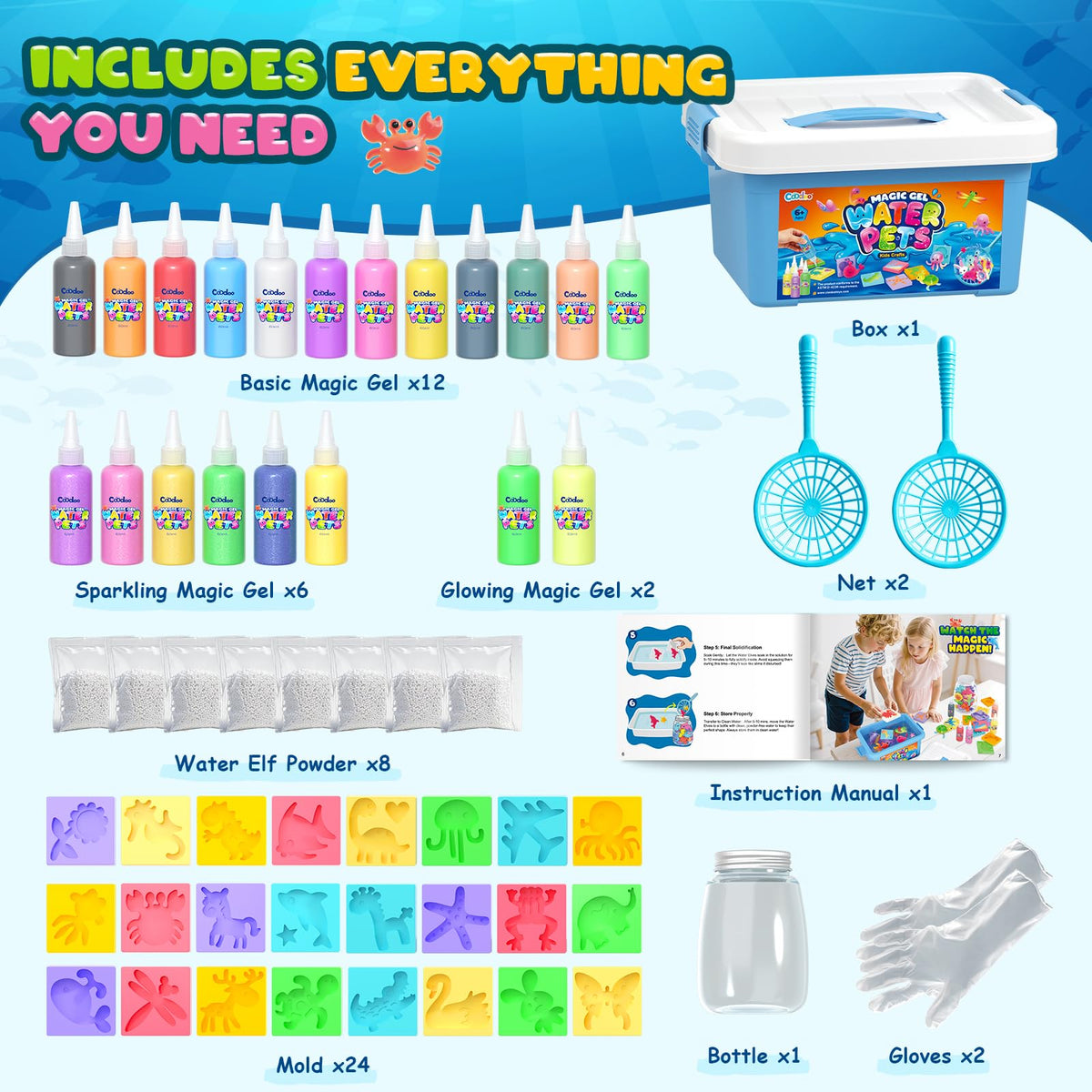 Magic Water Elf Toy Kits, DIY Squishy Making Kits Crafts for Kids 4-8 Ages