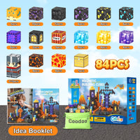 Magworld Magnetic Cubes 84Pieces Build Mine Magnet World Magic Sword Portal Set