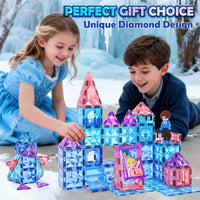 Diamond Magnetic Tiles & Building Blocks 60 PCS — Princess Toys for Girls & Boys, Toddler Girl Gifts