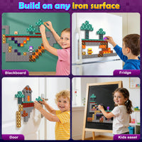 300PCS 0.8in Magnetic Blocks, 8 Strong Magnets Building Cubes Support Misaligned Stacking, Nether Theme STEM Toys
