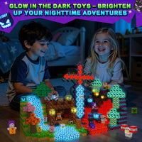 500PCS Magnetic Blocks with Light Up Blocks, Build Mine Magnet World Set