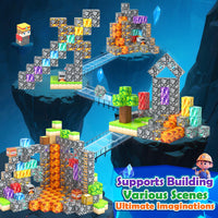 Magworld 150 PCS Magnetic Building Blocks STEM Toy, Stacking Mine Magnet World Craft Cubes