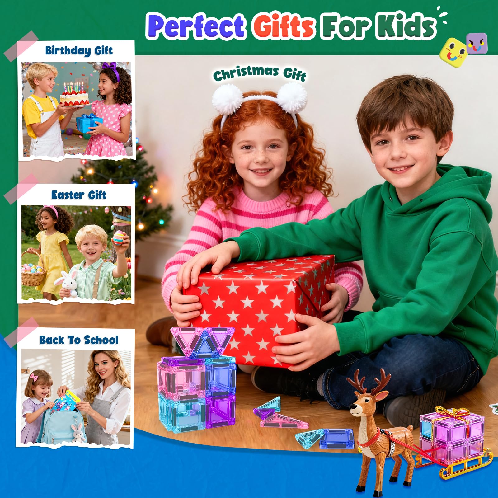 Magnetic Tiles Toddler Toys Travel Essential Games Magnet Building Blocks 36 PCS STEM Sensory Educational Toys