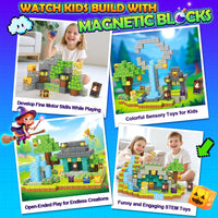 Magnetic Blocks - 100 Building Blocks Mine Magnets Building Craft Autistic Kids Friendly Sensory Toys