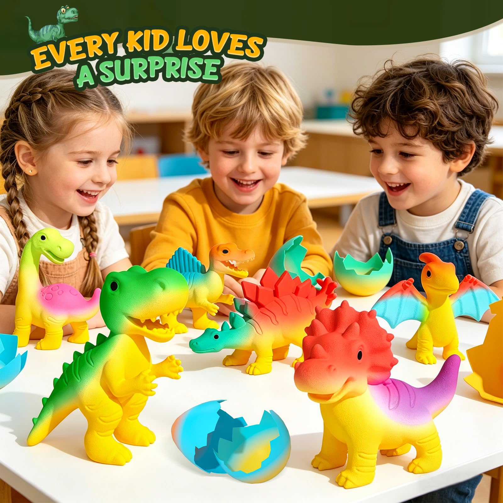 Dinosaur Hatching Surprise Eggs for Kids - 6 Pack Dinosaur Toys for Boys and Girls, Easter Basket Stuffers