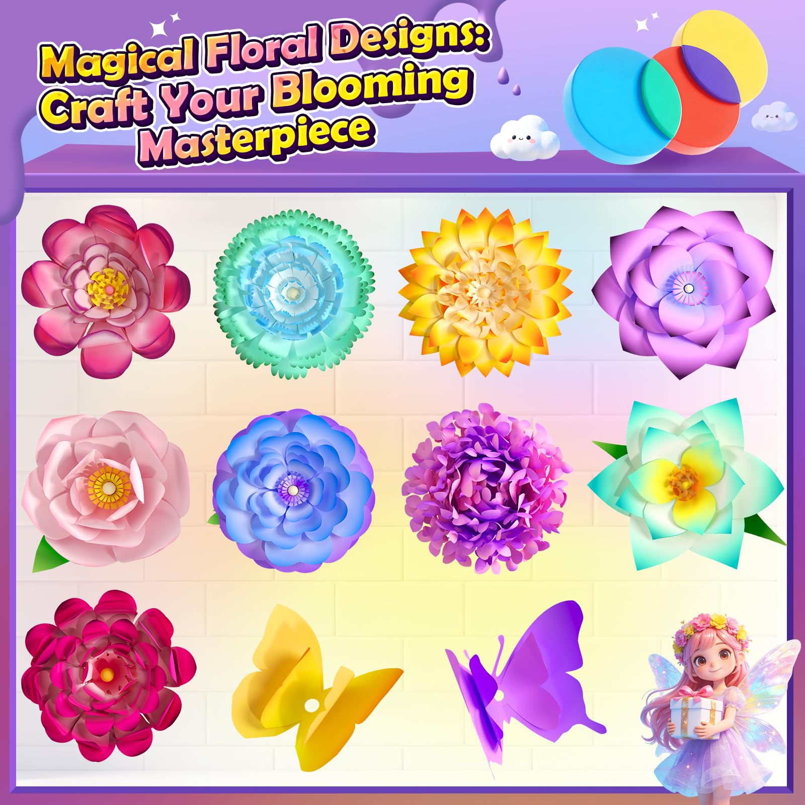 DIY Flower Craft Kits, Magic Dyeing Florist Bouquet Maker Art Supplies Arts and Crafts for Kids