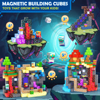 Magworld 200 PCS Magnetic Blocks Magnet Toy Outdoor Sensory Toddler Toys Gift for Kids